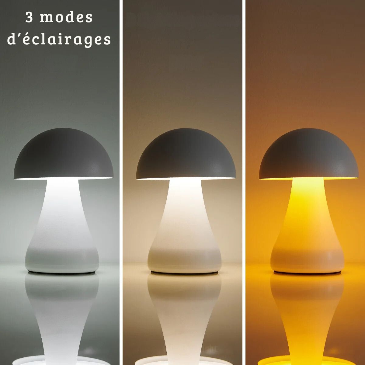 Lampe de chevet champignon magique vue de côté, design féerique et original