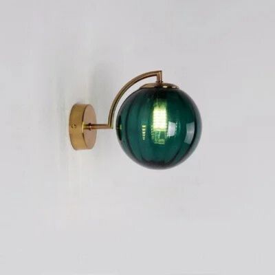 Lampe de Chevet Mural Globe en Verre et Laiton