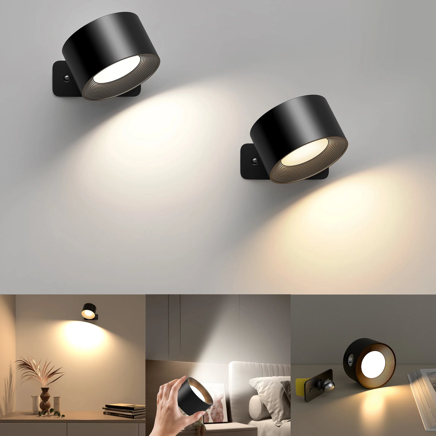 Duo Lampe de chevet Murale Rotative et Amovible
