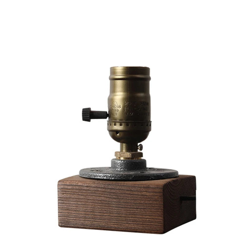 Lampe de chevet Originale Vintage en Bois et Métal