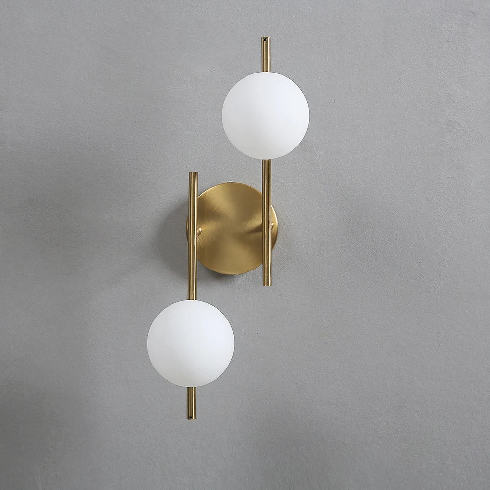 Lampe de chevet Murale Double Sphère Dorée