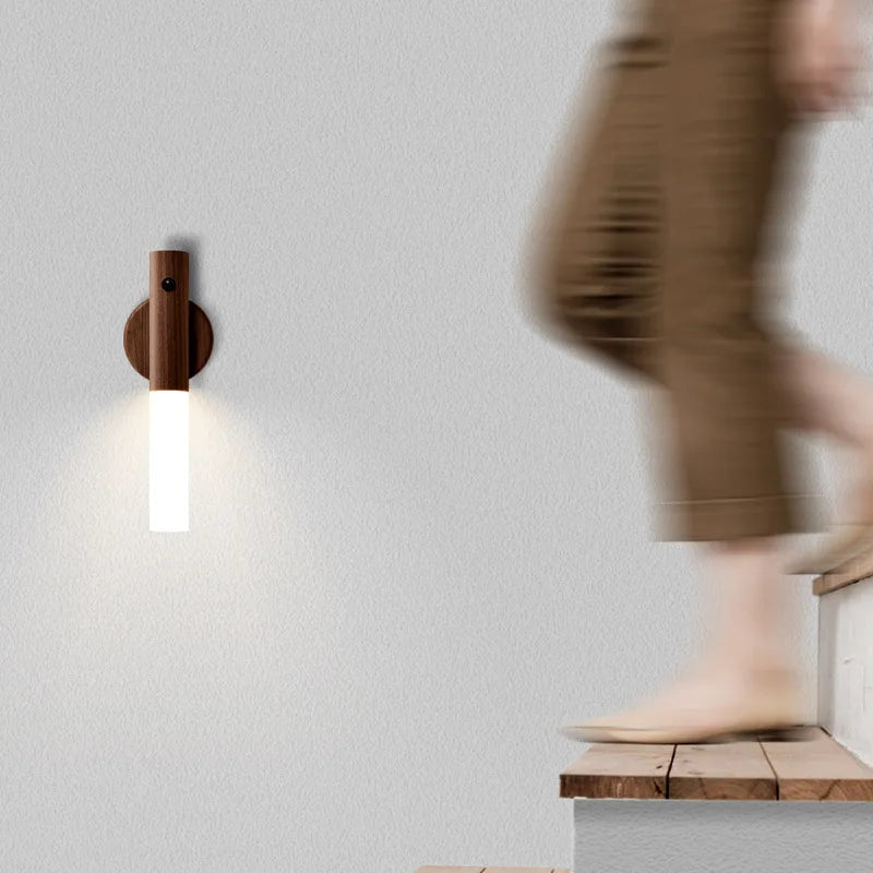 Lampe de chevet Murale Cylindre en Bois