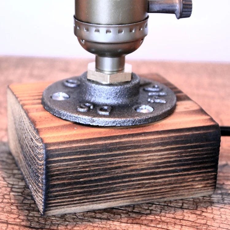 Lampe de chevet Originale Vintage en Bois et Métal
