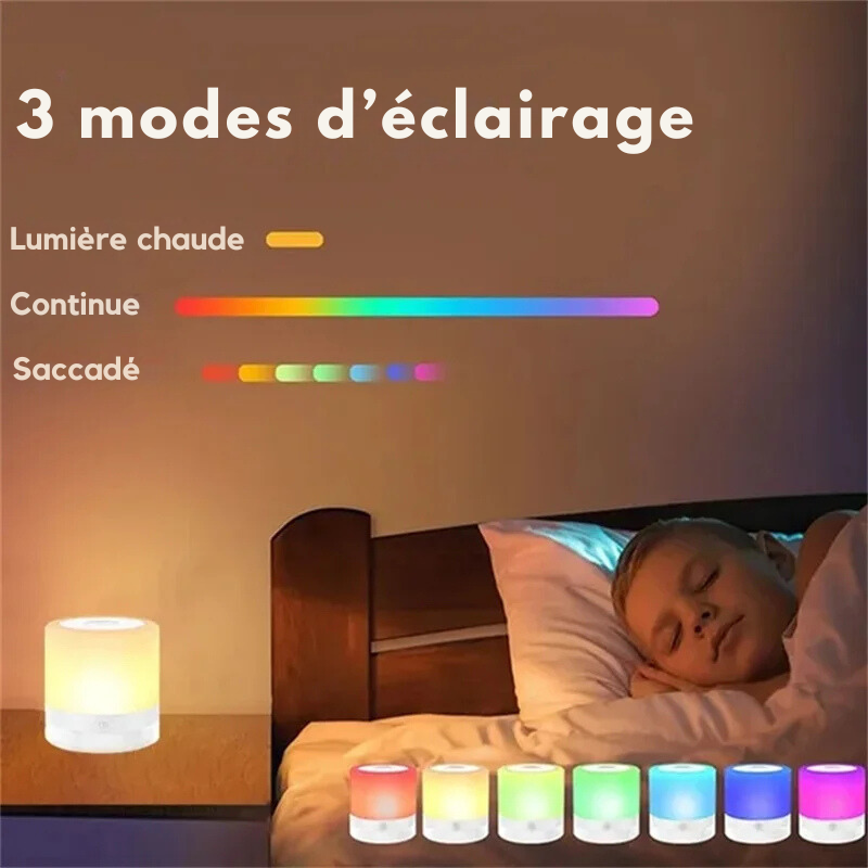 Lampe de chevet mini avec socle en bois