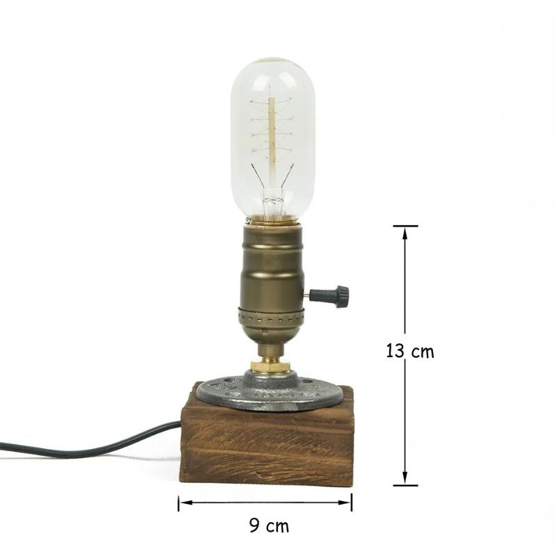 Lampe de chevet Originale Vintage en Bois et Métal