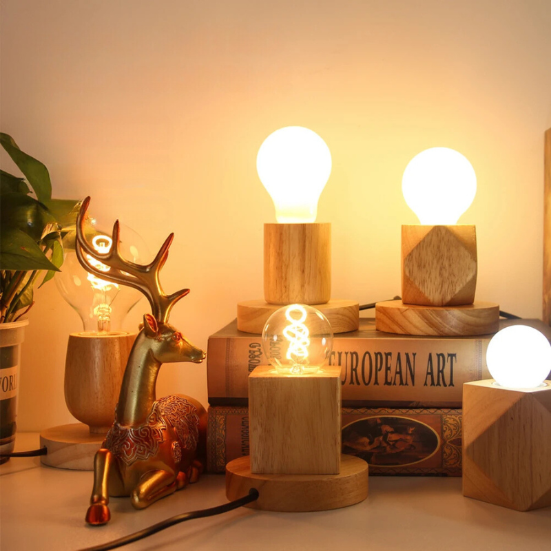 Socles de lampe de chevet originale en bois naturel - Style minimaliste