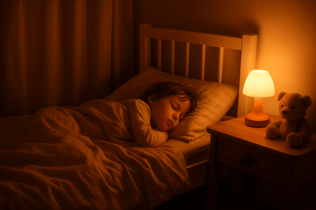 Lumière ambrée vs lumière bleue : impact sur la mélatonine et le sommeil de l'enfant - Éclat Nocturne