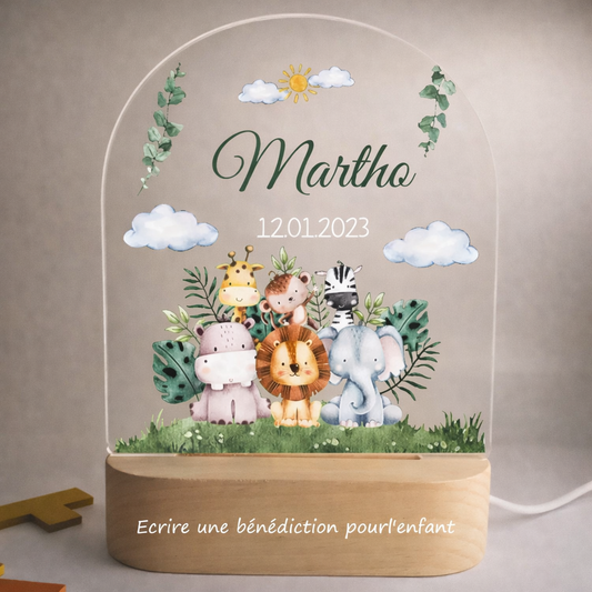 Veilleuse de naissance personnalisée - Animaux Afrique
