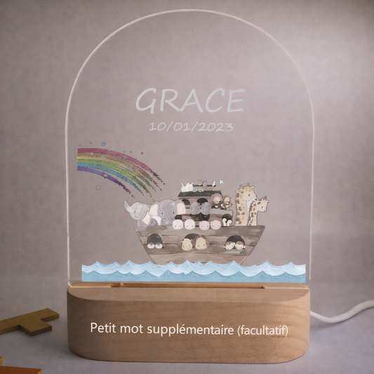 Veilleuse de naissance personnalisée - Arche de Noé
