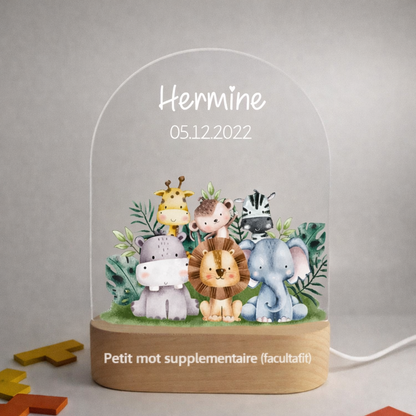 Veilleuse de naissance personnalisée - Animaux Savane