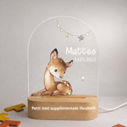 Veilleuse de naissance personnalisée - Biche