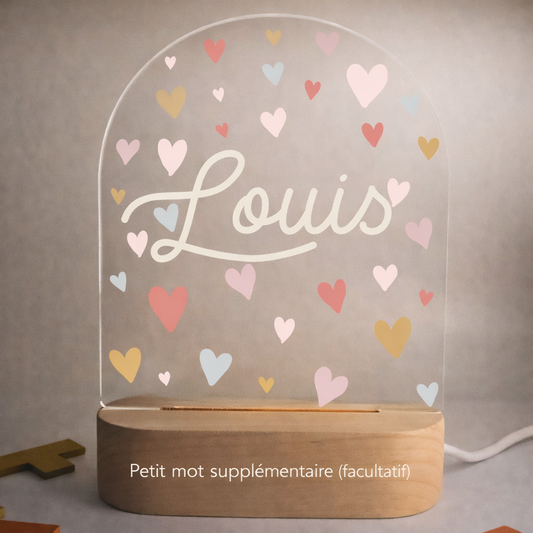 Veilleuse de naissance personnalisée - Cœurs