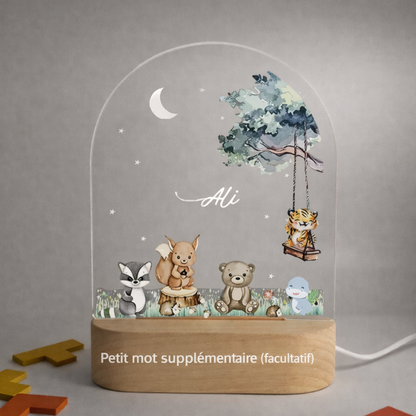 Veilleuse de naissance personnalisée - Forêt Nuit