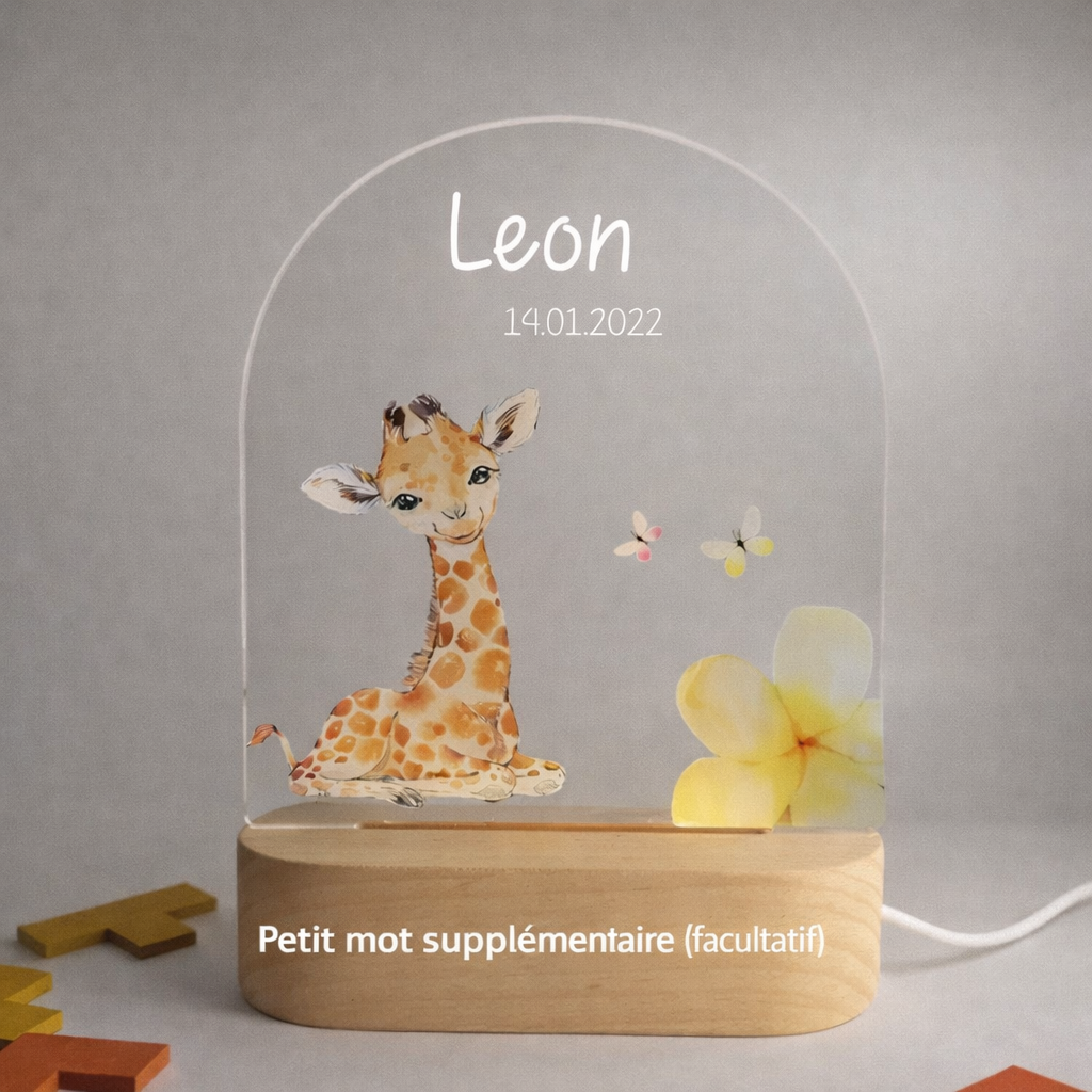 Veilleuse de naissance personnalisée - Girafe