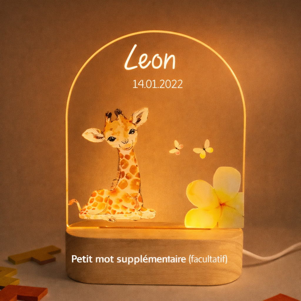 Veilleuse de naissance personnalisée - Girafe