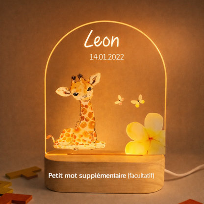 Veilleuse de naissance personnalisée - Girafe