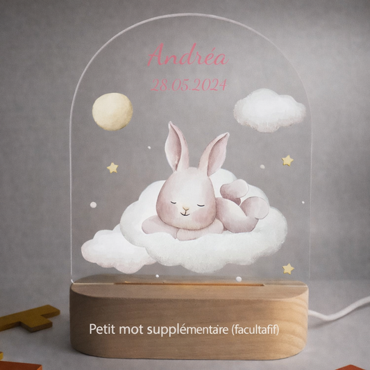 Veilleuse de naissance personnalisée - Lapin Nuage