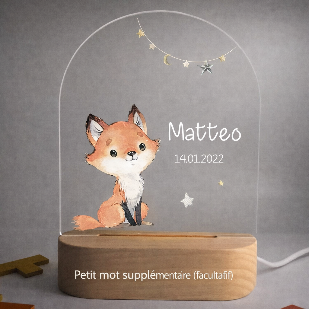 Veilleuse de naissance personnalisée - Renard