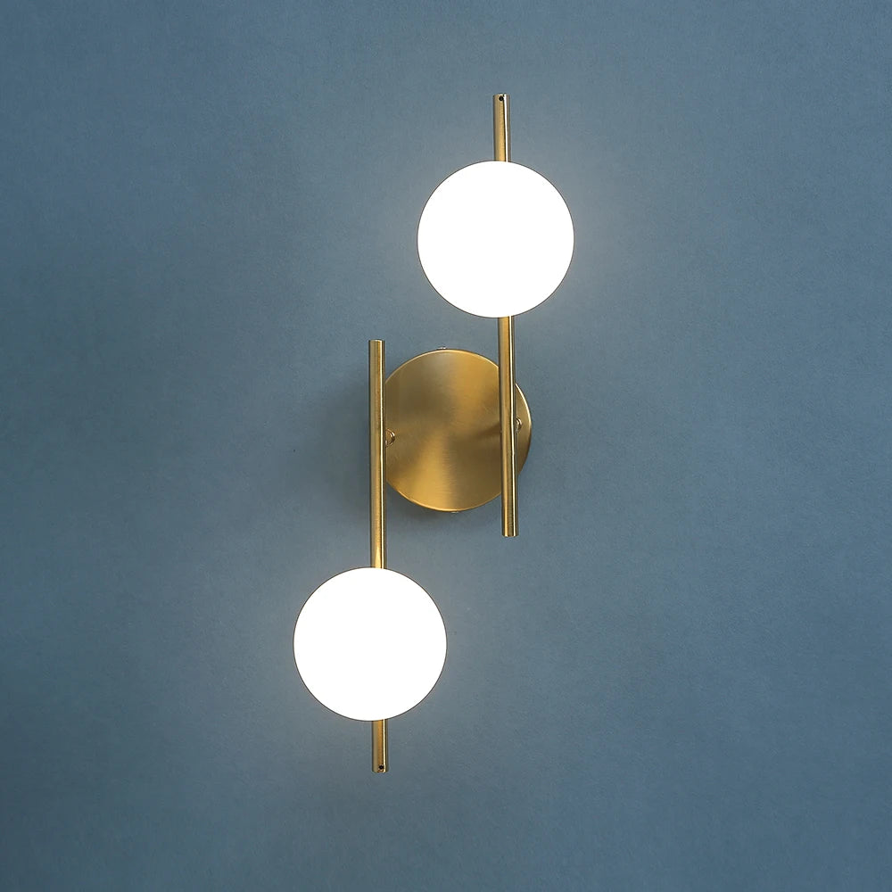 Lampe de chevet Murale Double Sphère Dorée