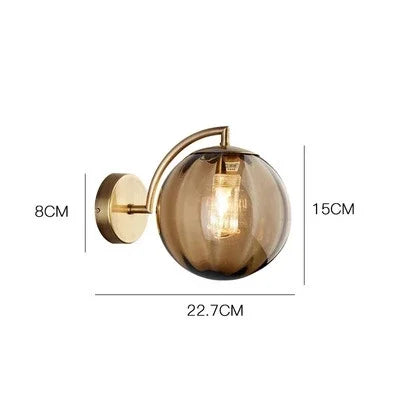 Lampe de Chevet Mural Globe en Verre et Laiton