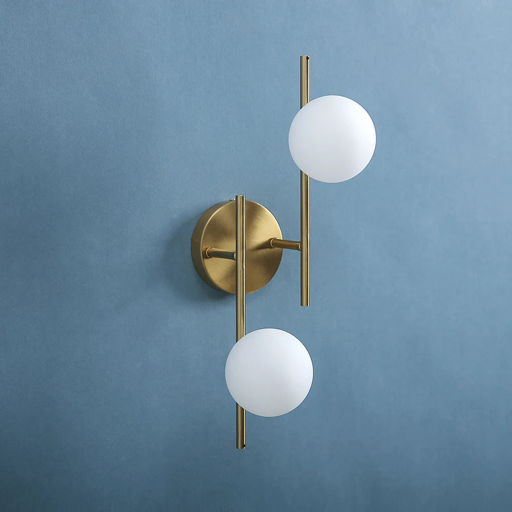 Lampe de chevet Murale Double Sphère Dorée