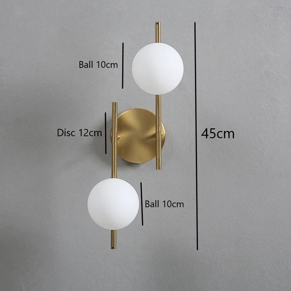Lampe de chevet Murale Double Sphère Dorée