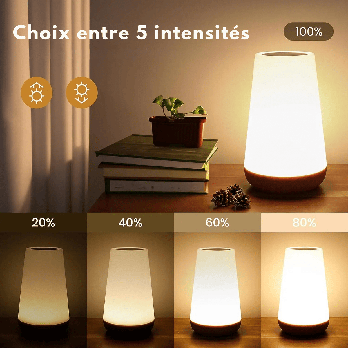 Lampe d'ambiance 13 couleurs tactile - Éclat Nocturne