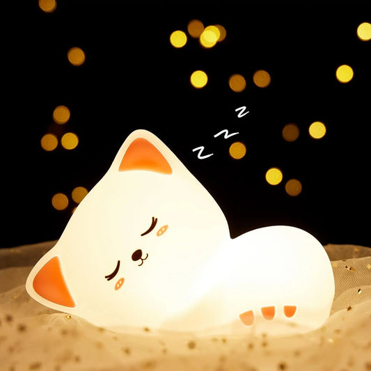 Lampe de chevet Enfant Chat Sieste - Éclat Nocturne