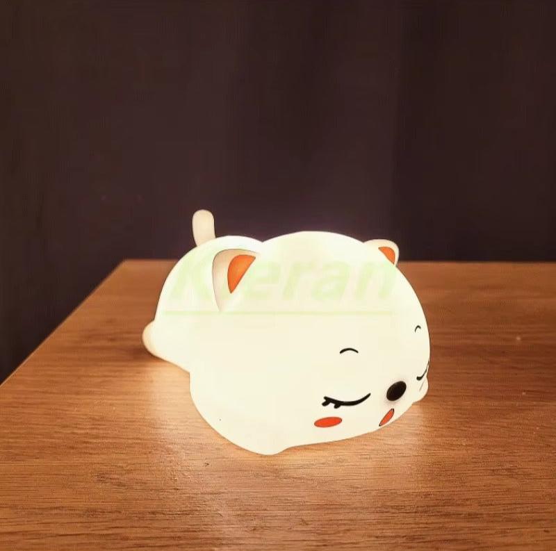 Lampe de chevet Enfant Chaton Endormi - Éclat Nocturne