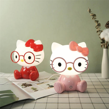 Lampe de chevet Enfant Chaton Lunettes - Éclat Nocturne