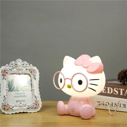 Lampe de chevet Enfant Chaton Lunettes - Éclat Nocturne