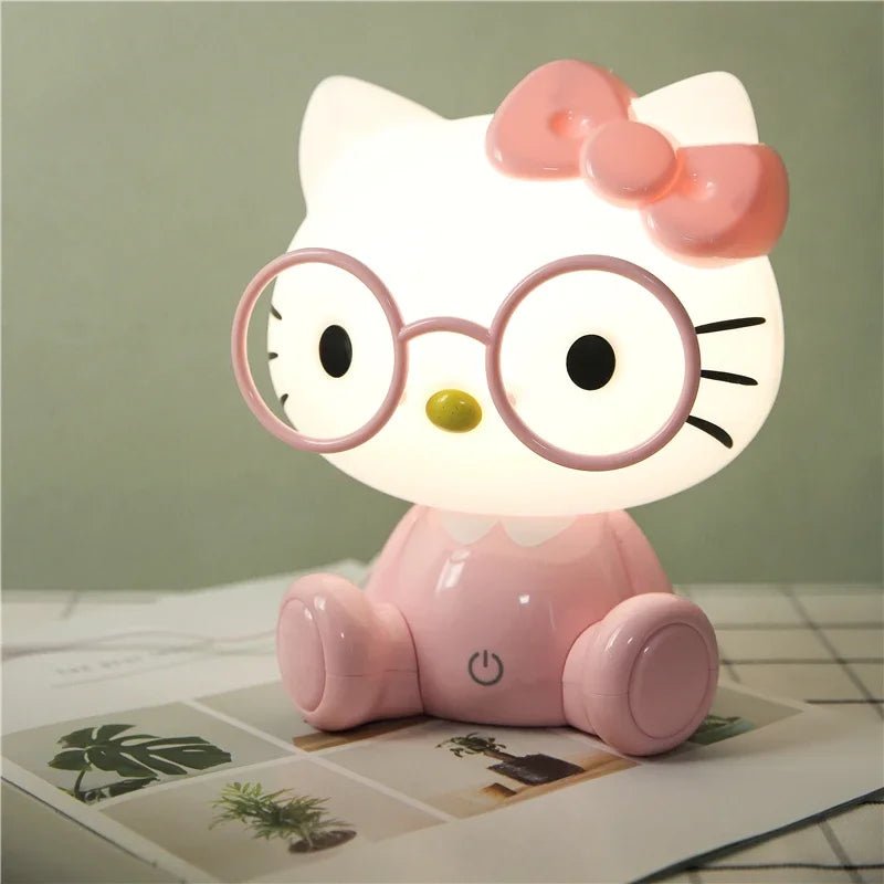 Lampe de chevet Enfant Chaton Lunettes - Éclat Nocturne