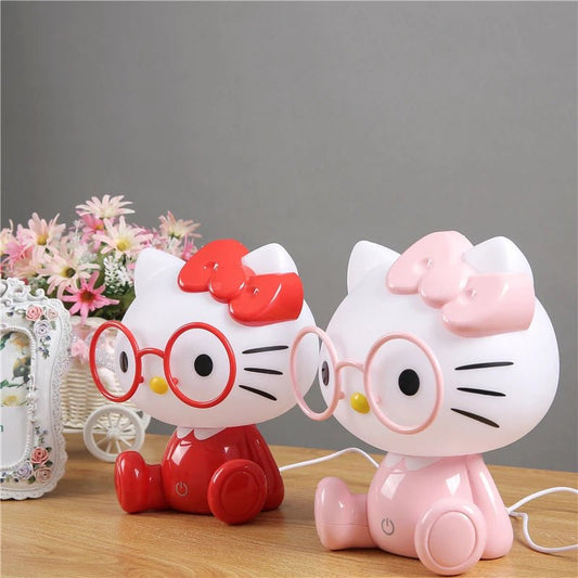 Lampe de chevet Enfant Chaton Lunettes - Éclat Nocturne