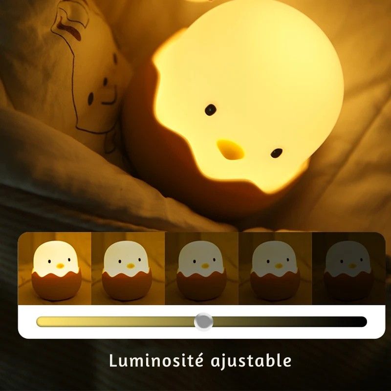 Lampe de chevet Enfant Oeuf Poussin - Éclat Nocturne