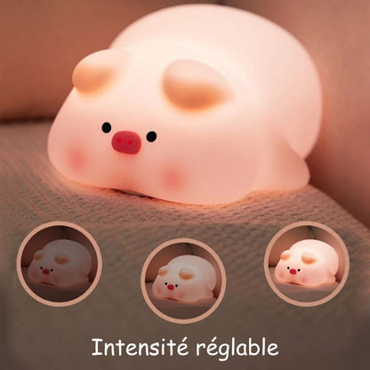Lampe de chevet Enfant Petit Cochon Douillet - Éclat Nocturne