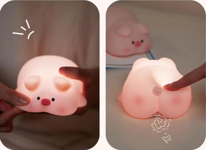Lampe de chevet Enfant Petit Cochon Douillet - Éclat Nocturne