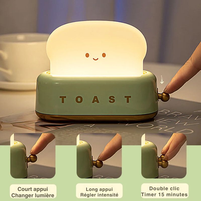 Lampe de chevet Enfant Toast Rigolo - Éclat Nocturne