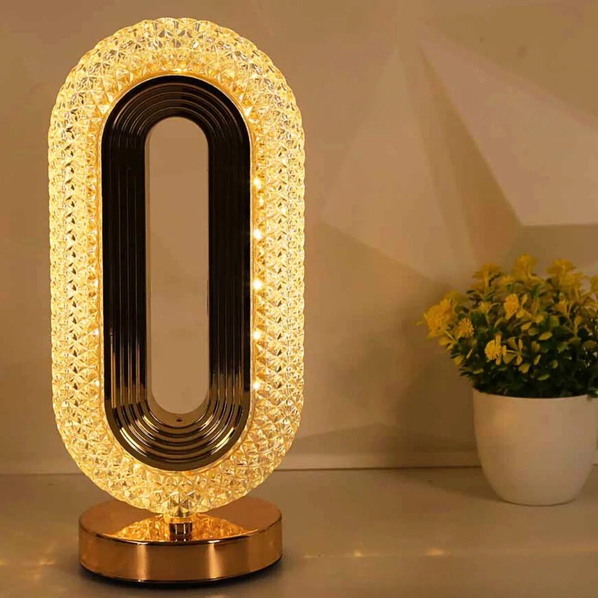 Lampe de chevet LED Cristal Ovale - Éclat Nocturne