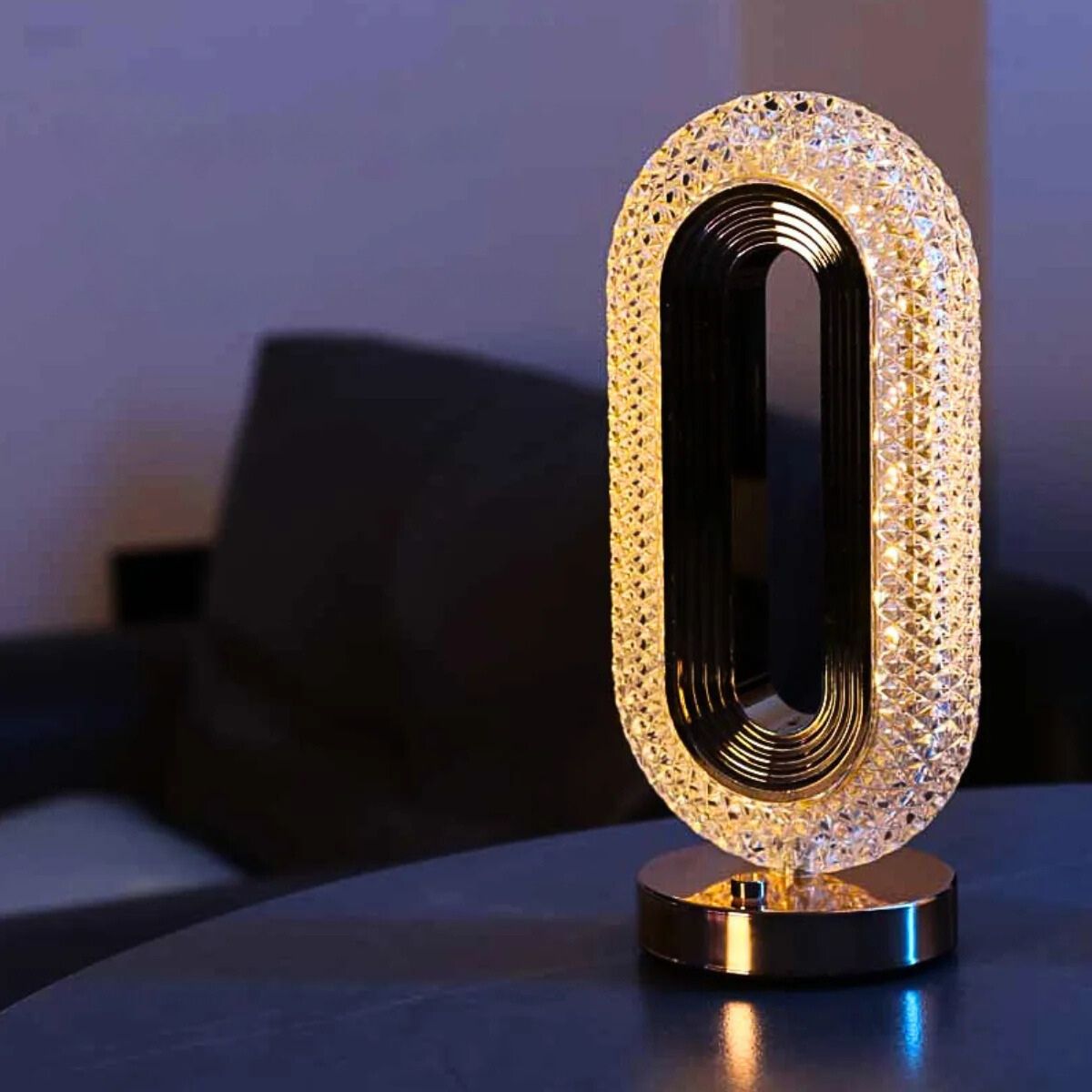 Lampe de chevet LED Cristal Ovale - Éclat Nocturne