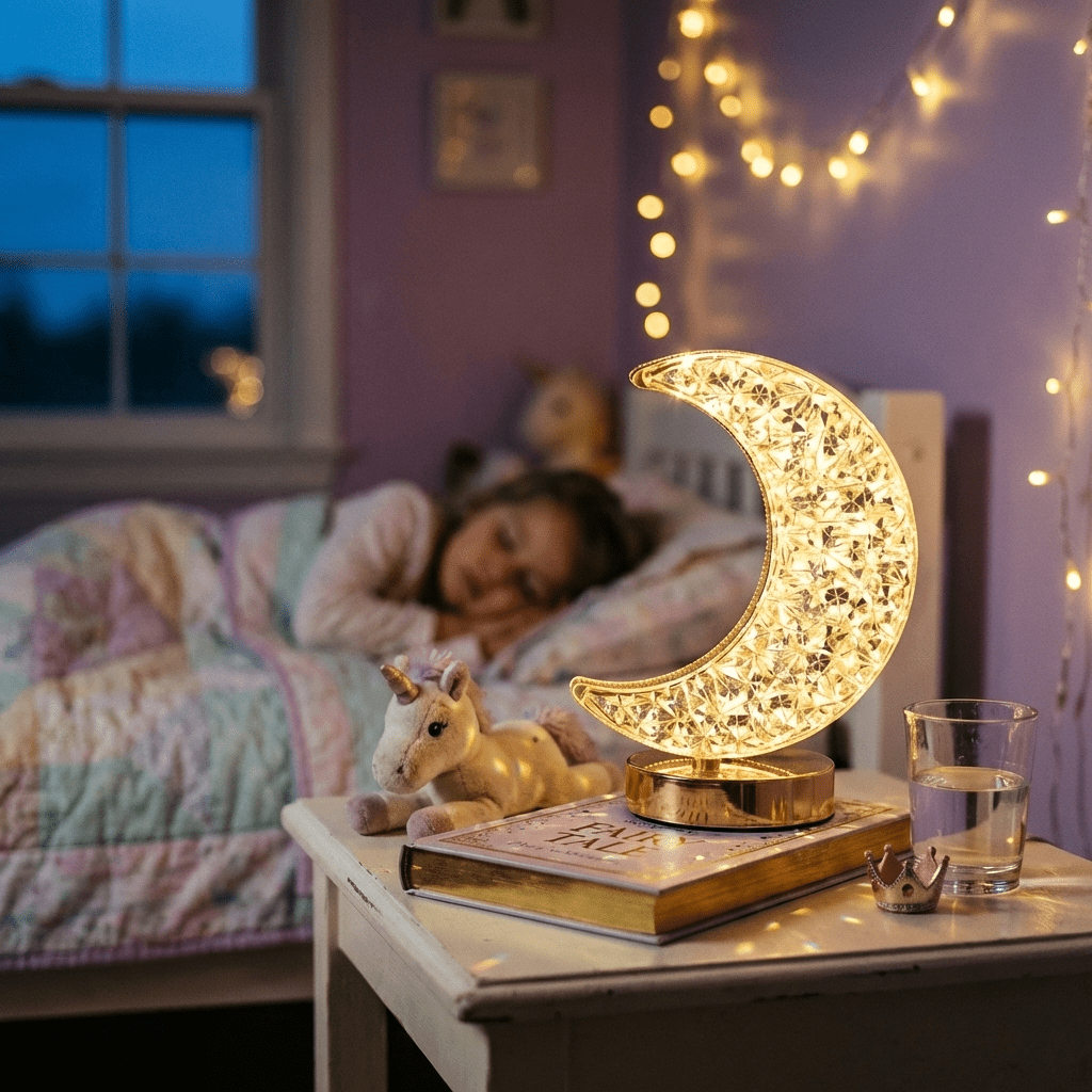 Lampe de chevet LED Lune - Éclat Nocturne