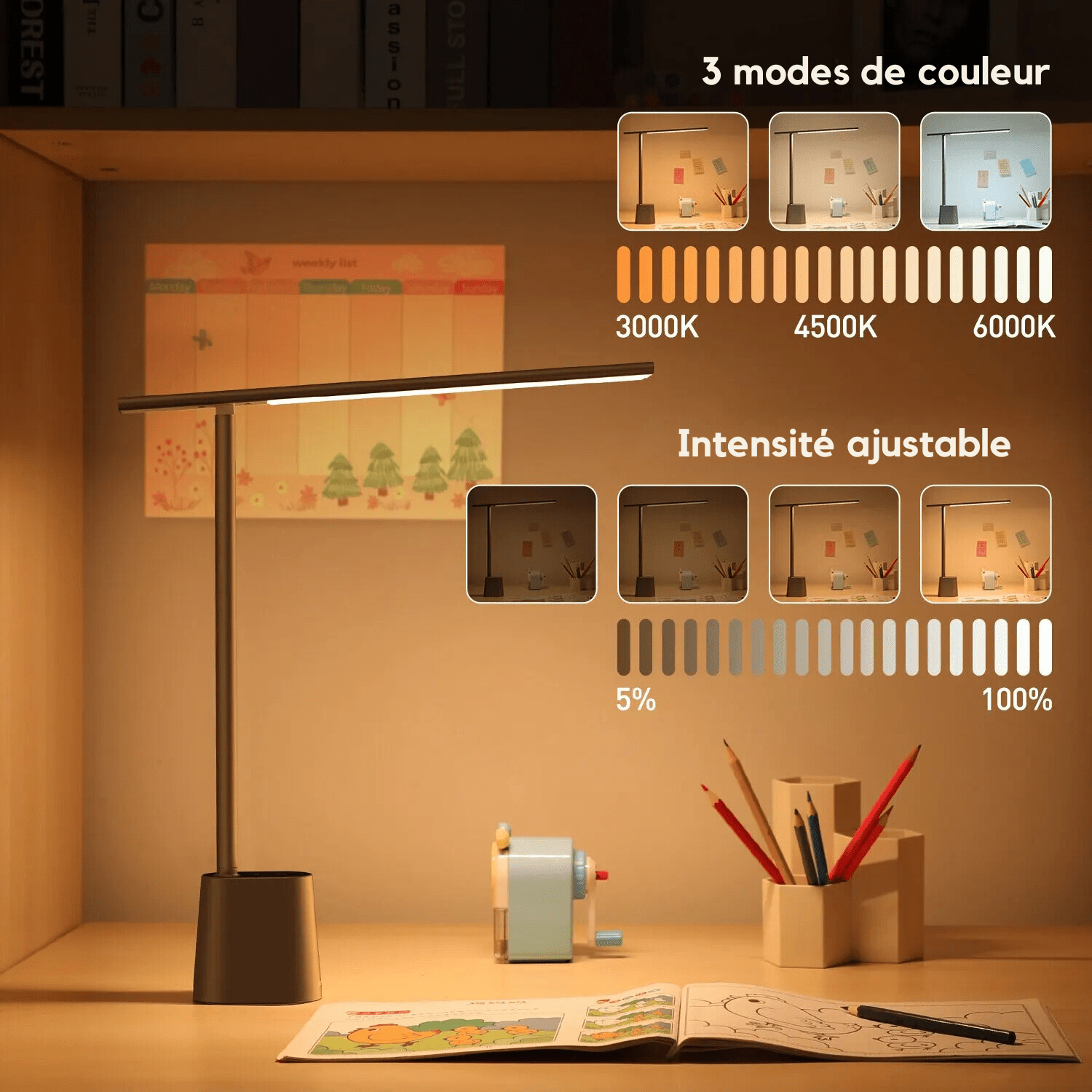 Lampe de chevet LED minimaliste - Éclat Nocturne