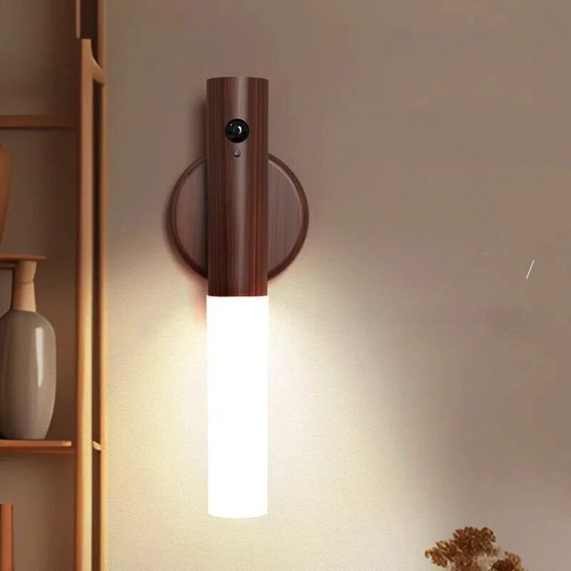 Lampe de chevet Murale Cylindre en Bois - Éclat Nocturne