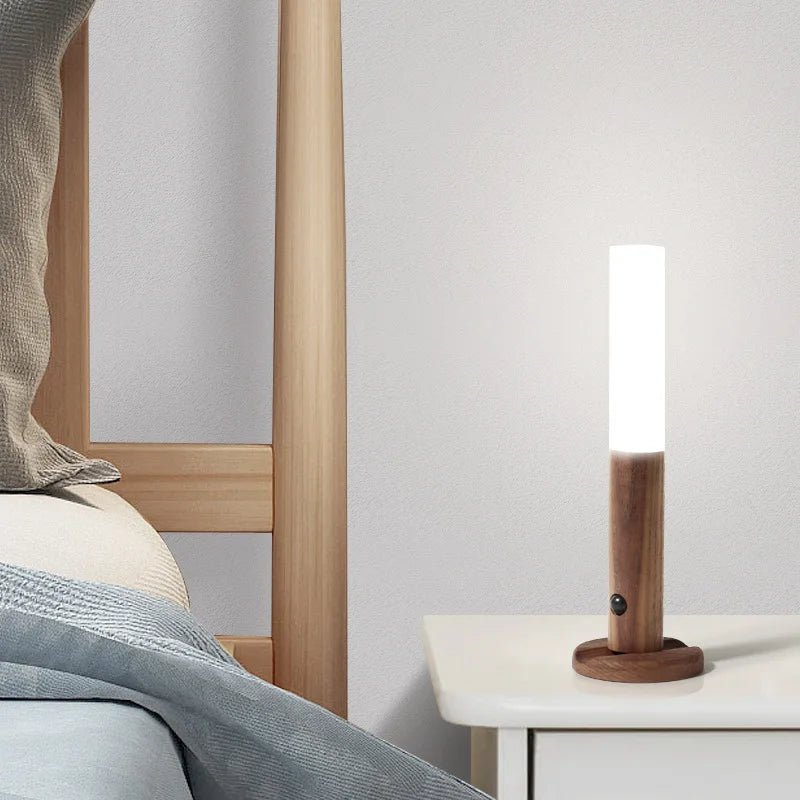 Lampe de chevet Murale Cylindre en Bois - Éclat Nocturne