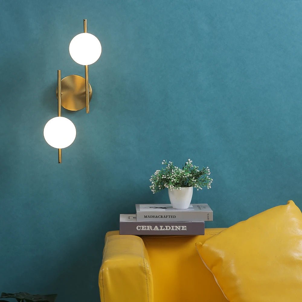Lampe de chevet Murale Double Sphère Dorée - Éclat Nocturne
