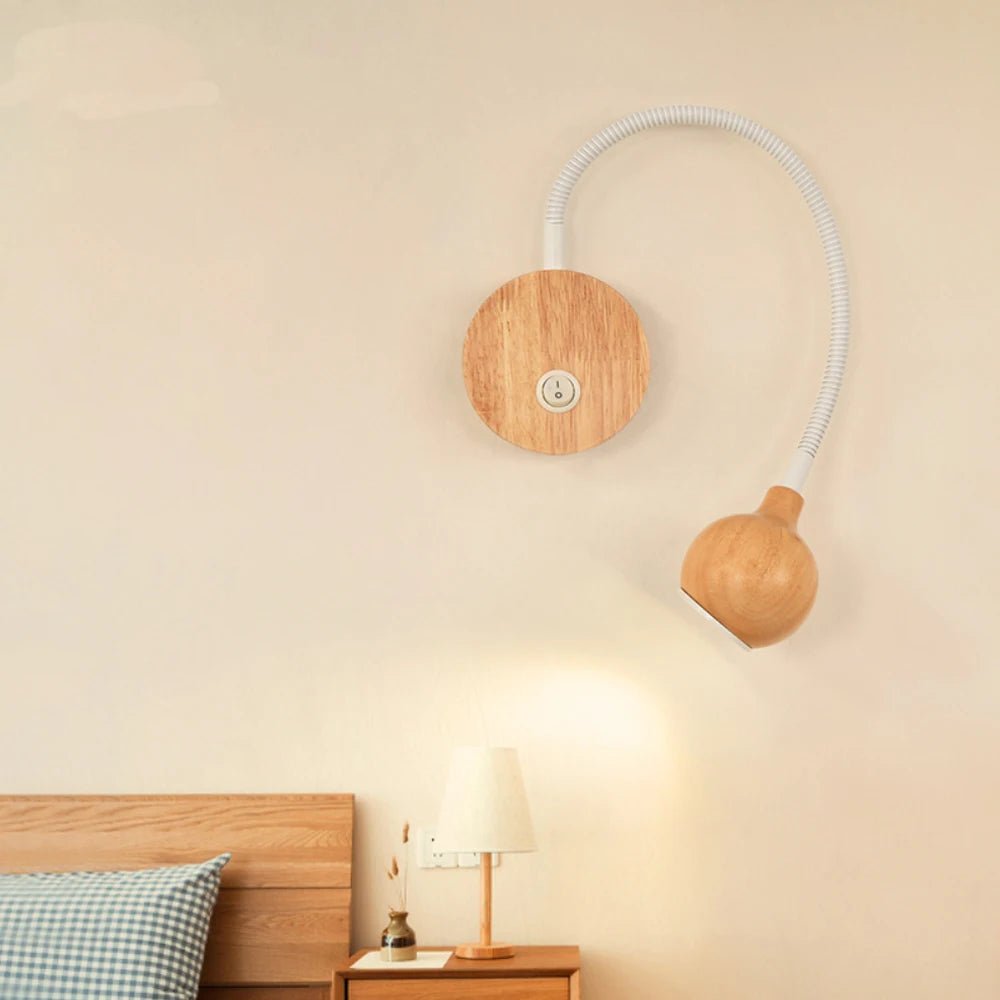 Lampe de chevet Murale Flexible en Bois Naturel - Éclat Nocturne