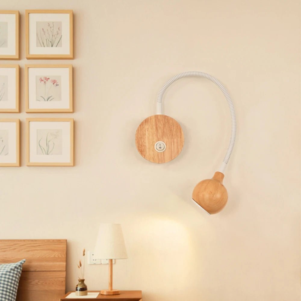 Lampe de chevet Murale Flexible en Bois Naturel - Éclat Nocturne