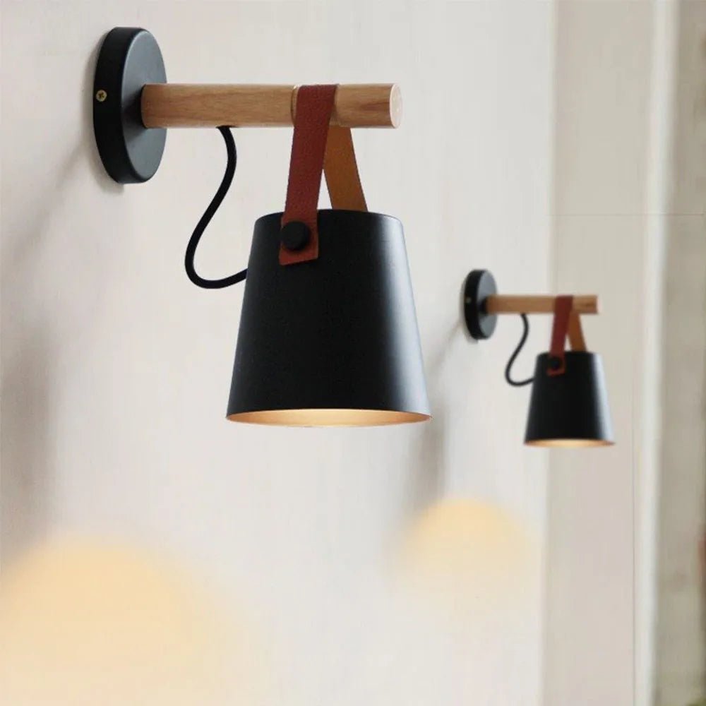 Lampe de Chevet Murale Scandinave Sangle en Cuir - Éclat Nocturne