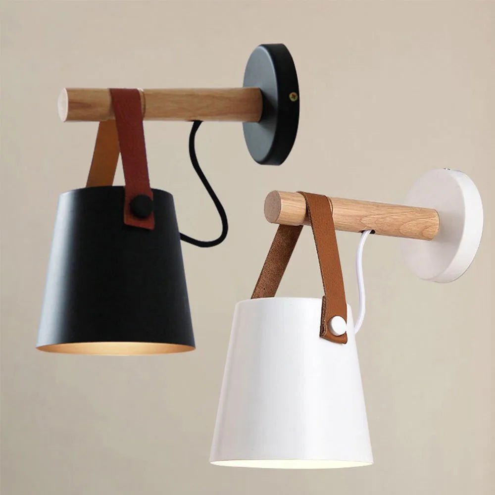Lampe de Chevet Murale Scandinave Sangle en Cuir - Éclat Nocturne
