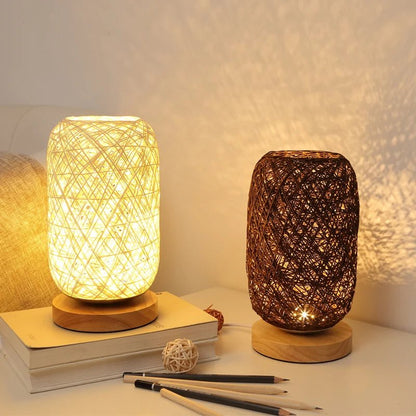 Lampe de chevet Originale Artisanale Tissée - Éclat Nocturne