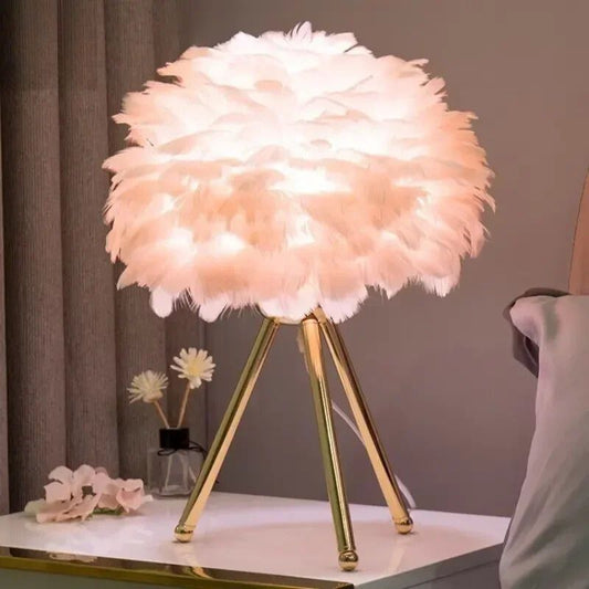 Lampe de chevet Originale Plumes Féeriques - Éclat Nocturne